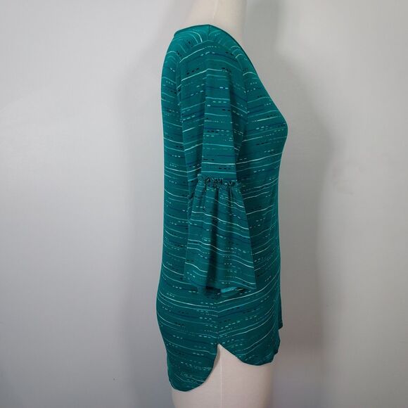 Apt. 9 Shirt Top 3/4 Bell Sleeves Comfy Soft Stretch Size Medium Green - Picture 6 of 13